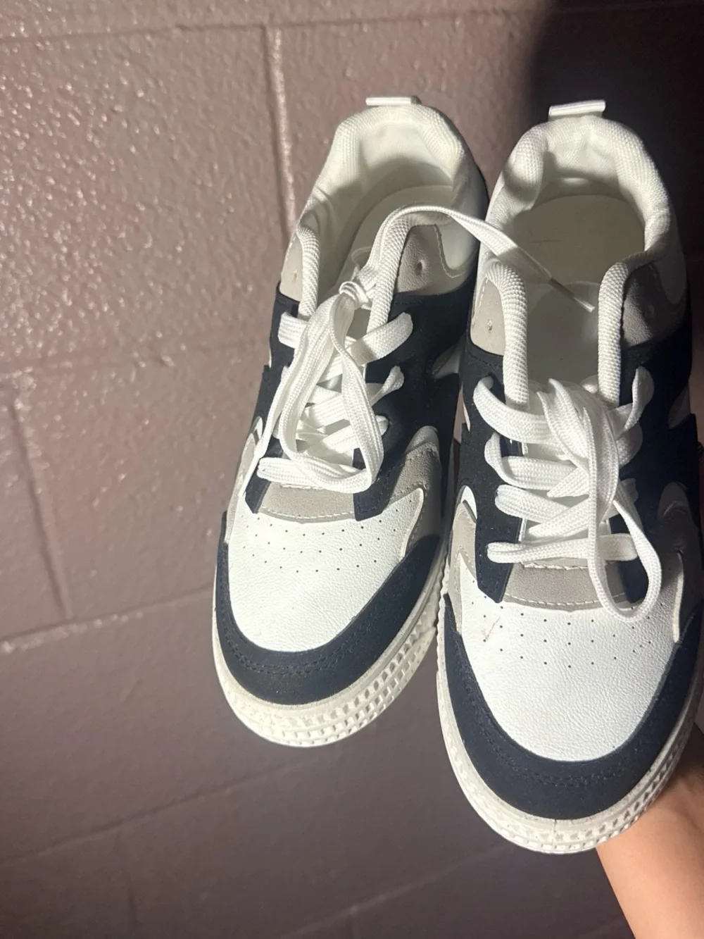 & Other Stories White and Black Leather-Panel Sneakers